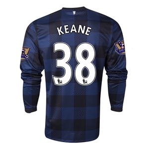 13-14 Manchester United 38 KEANE Away Black Long Sleeve Jersey Shirt