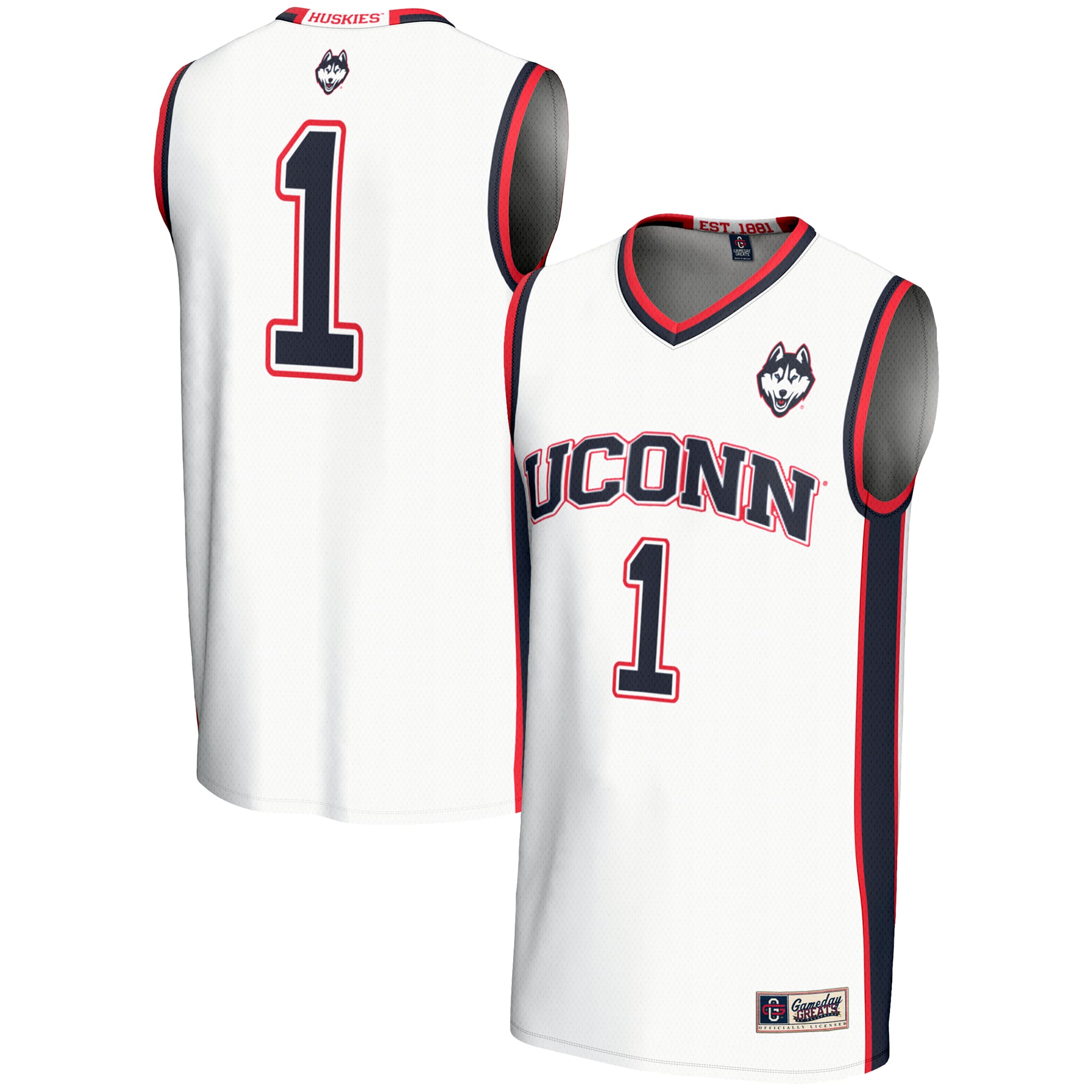 #1 UConn Huskies GameDay Greats Youth Lightweight Basketball Jersey - White