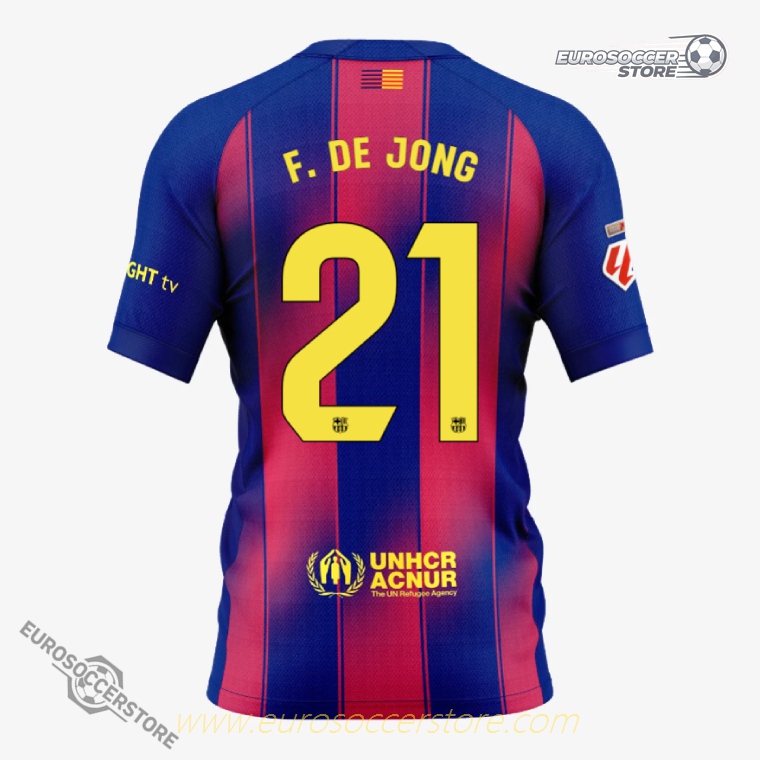 Barcelona Home Jersey 25-26 (Player Version) featuring F. DE JONG 21