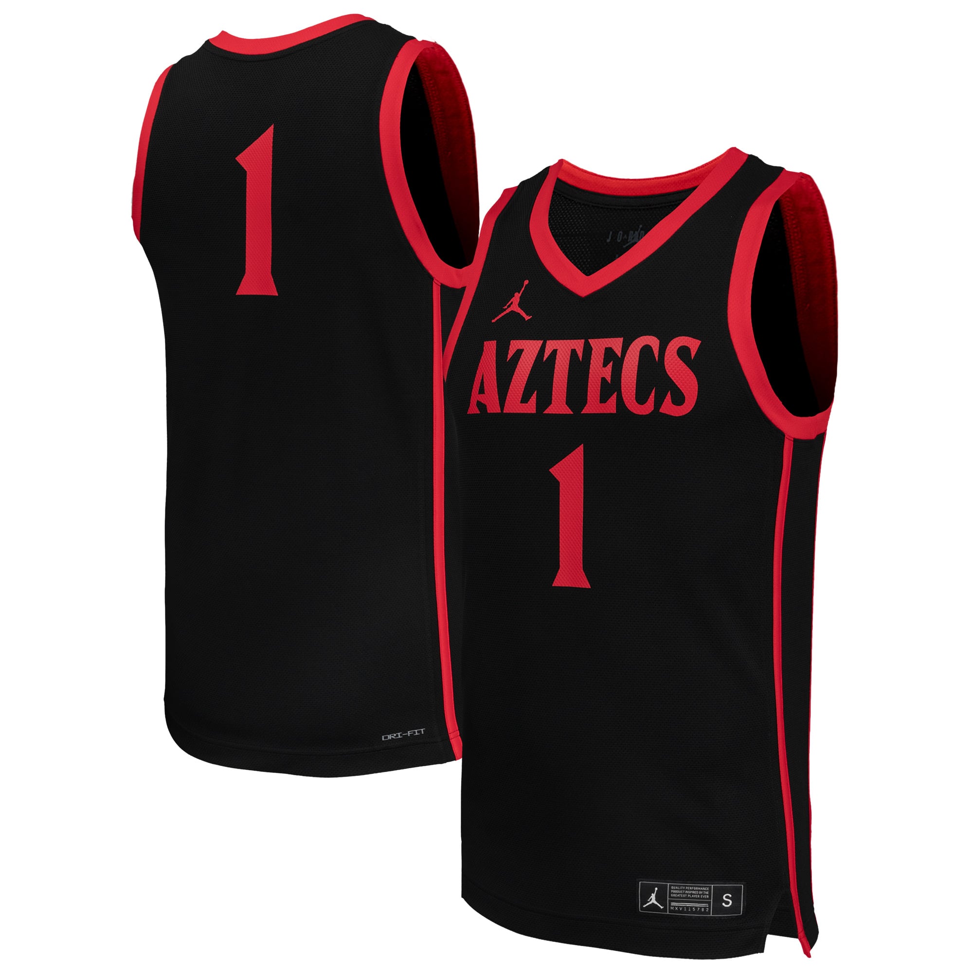 #1 San Diego State Aztecs Jordan Brand Replica Basketball Jersey - Black