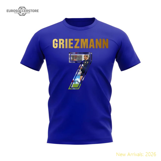 Antoine Griezmann Name And Number France T-Shirt (Blue)