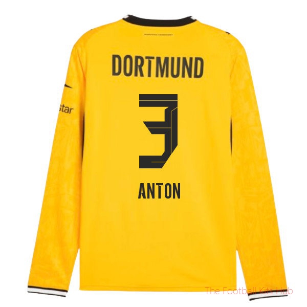 Borussia Dortmund Long Sleeve Home Shirt Team Kit 2026-2027 Anton #3