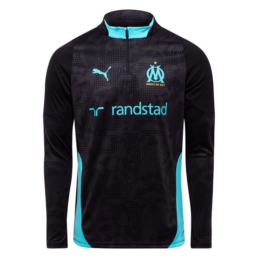 Marseille Training Shirt 1/4 Zip - PUMA Black/Team Aqua Kids