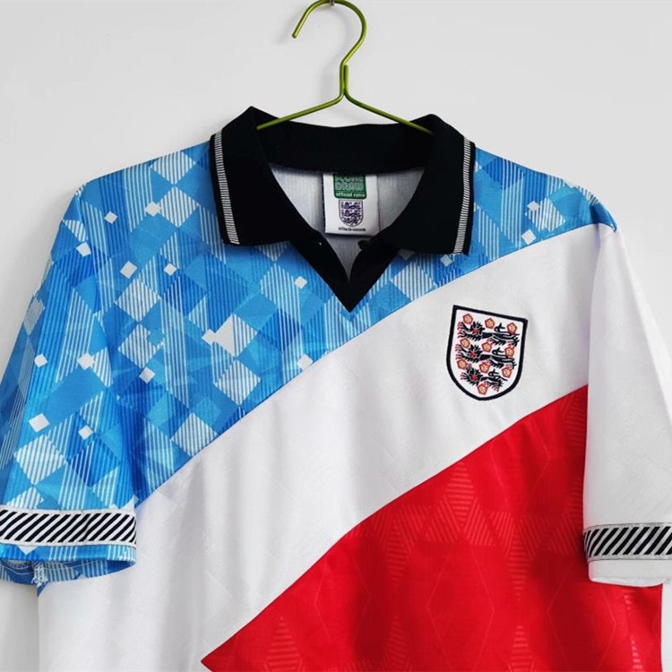 1990 England BlueRedwhite Retro Soccer Jersey Football Shirt -