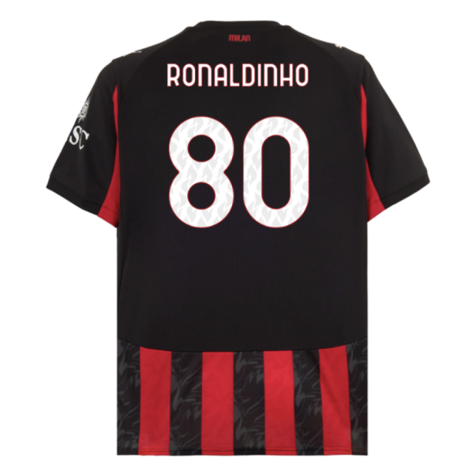 Official Ac Milan Home Ronaldinho Jersey 2025-2026 Flexible