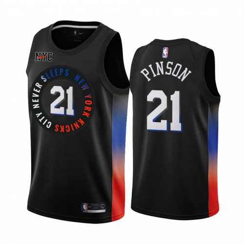 Knicks #21 Theo Pinson Superior 2020 City NBA Jersey - Black Swingman