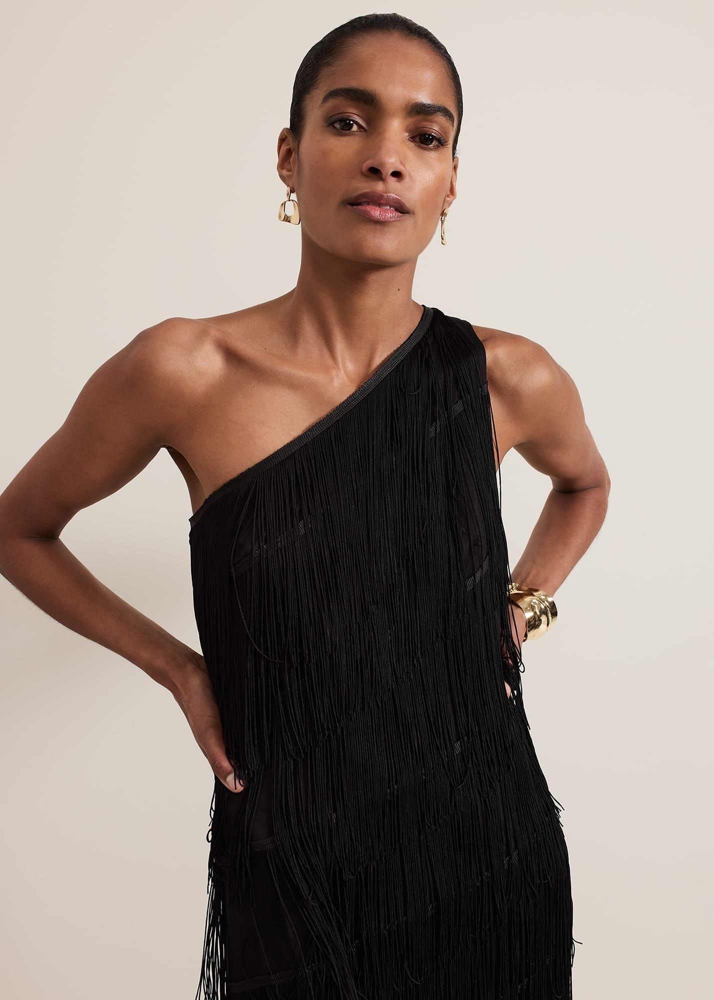 Otto One Shoulder Fringe Maxi Dress