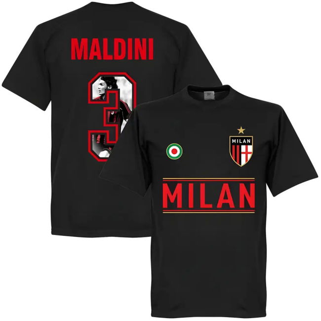 Licensed 2025-2026 AC Milan Serie A TIM Home Kit (Maldini 3)
