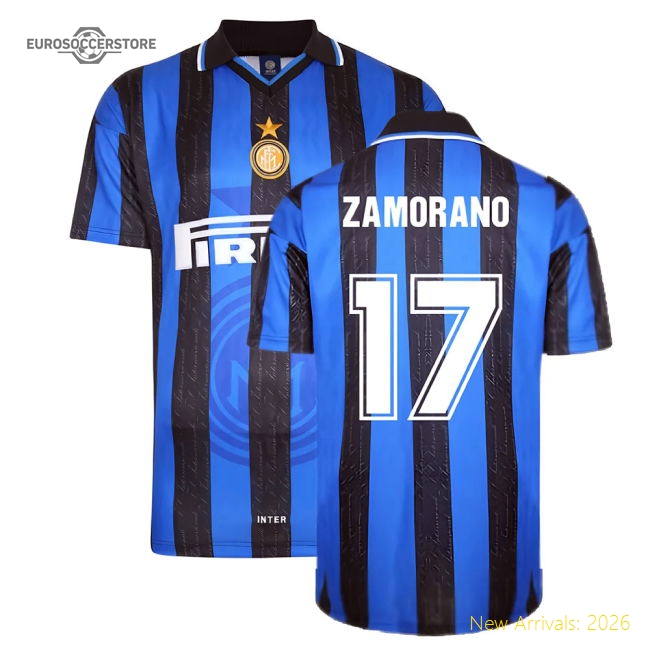 Inter Milan Calcio Zamorano Home Authentic Jersey Performance Fabric
