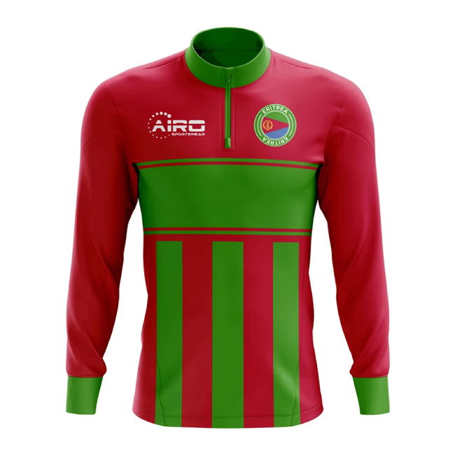 Pro-Grade Eritrea Concept Football Half Zip Midlayer Top (Red-Green)