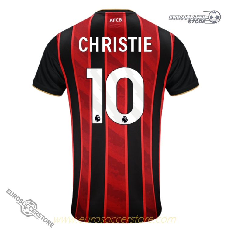 The 25-26 Bournemouth Home Jersey featuring CHRISTIE #10