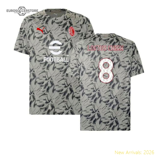 2025-2026 AC Milan Warm Up Jersey (Smokey Gray) (Loftus Cheek 8)