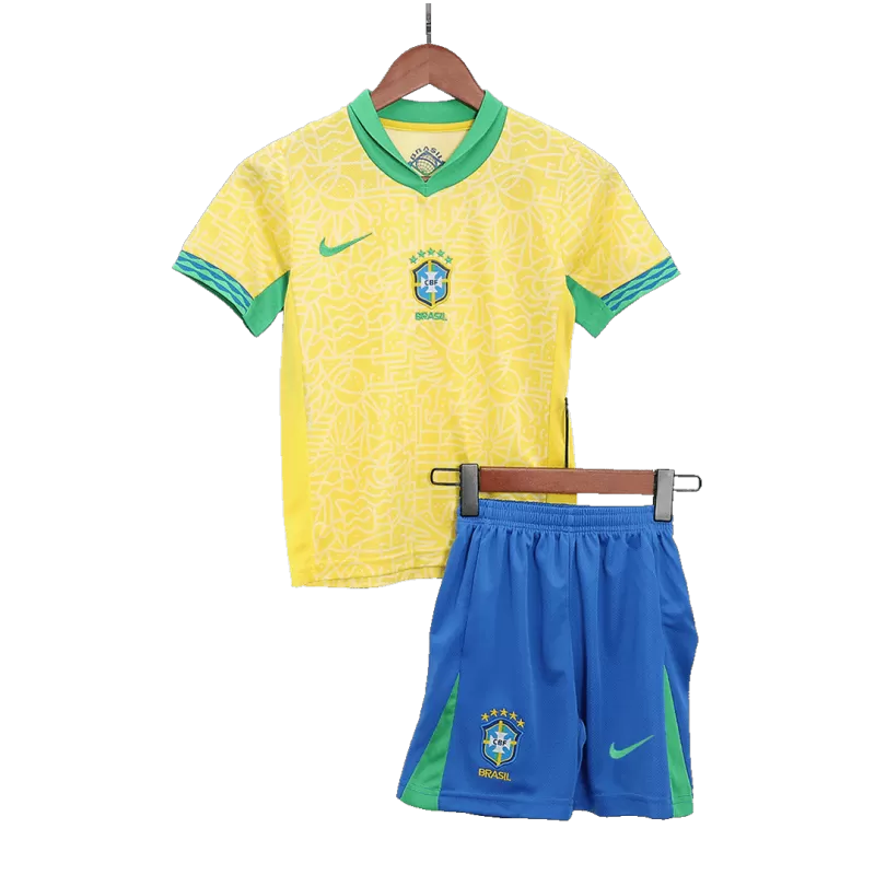 Brazil Kid¡®s Home Soccer Jerseys (Jersey+Short) Kit 2024Authentic Kit