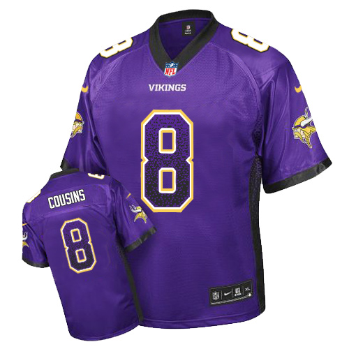 Official NFL Minnesota Vikings #8 Kirk Cousins Purple Elite Jersey