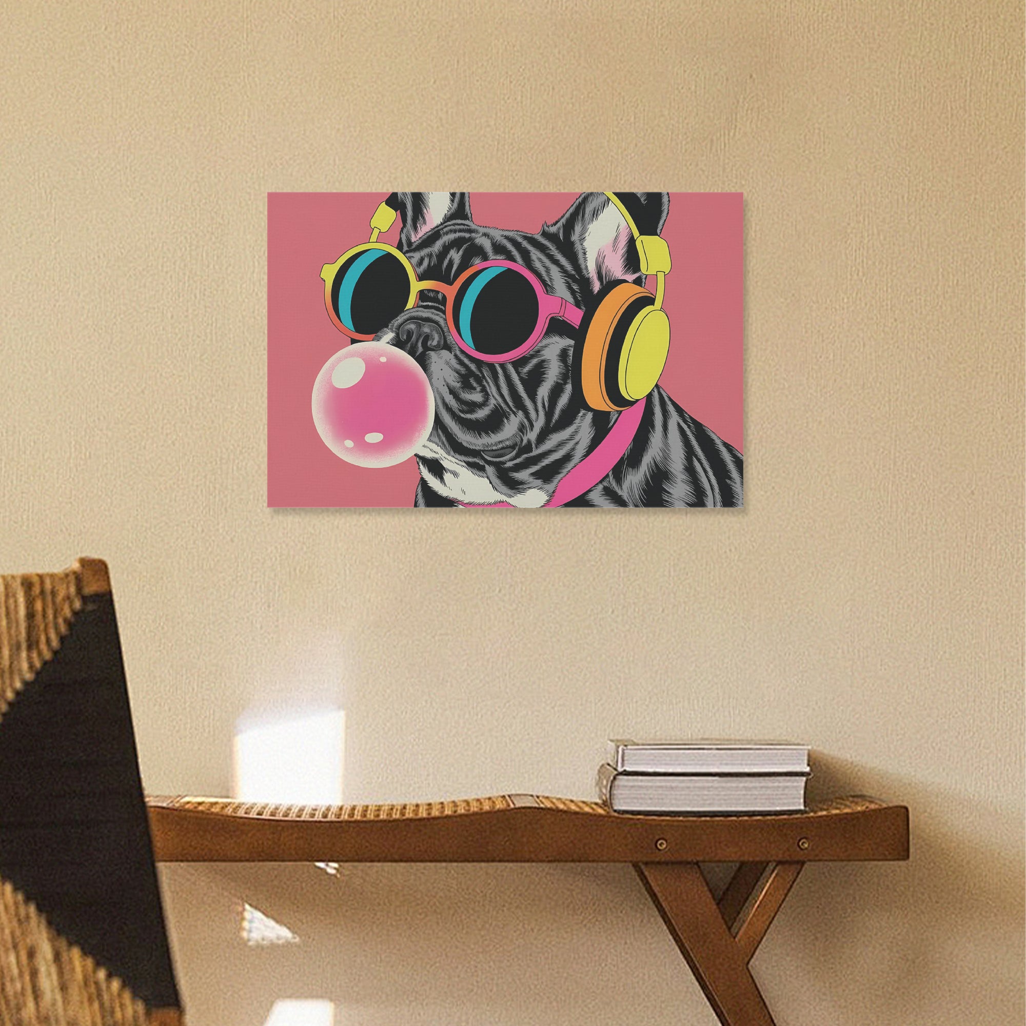 Culture-Inspired Violet - Adorable Frenchie Canvas Wall Art for Fashion