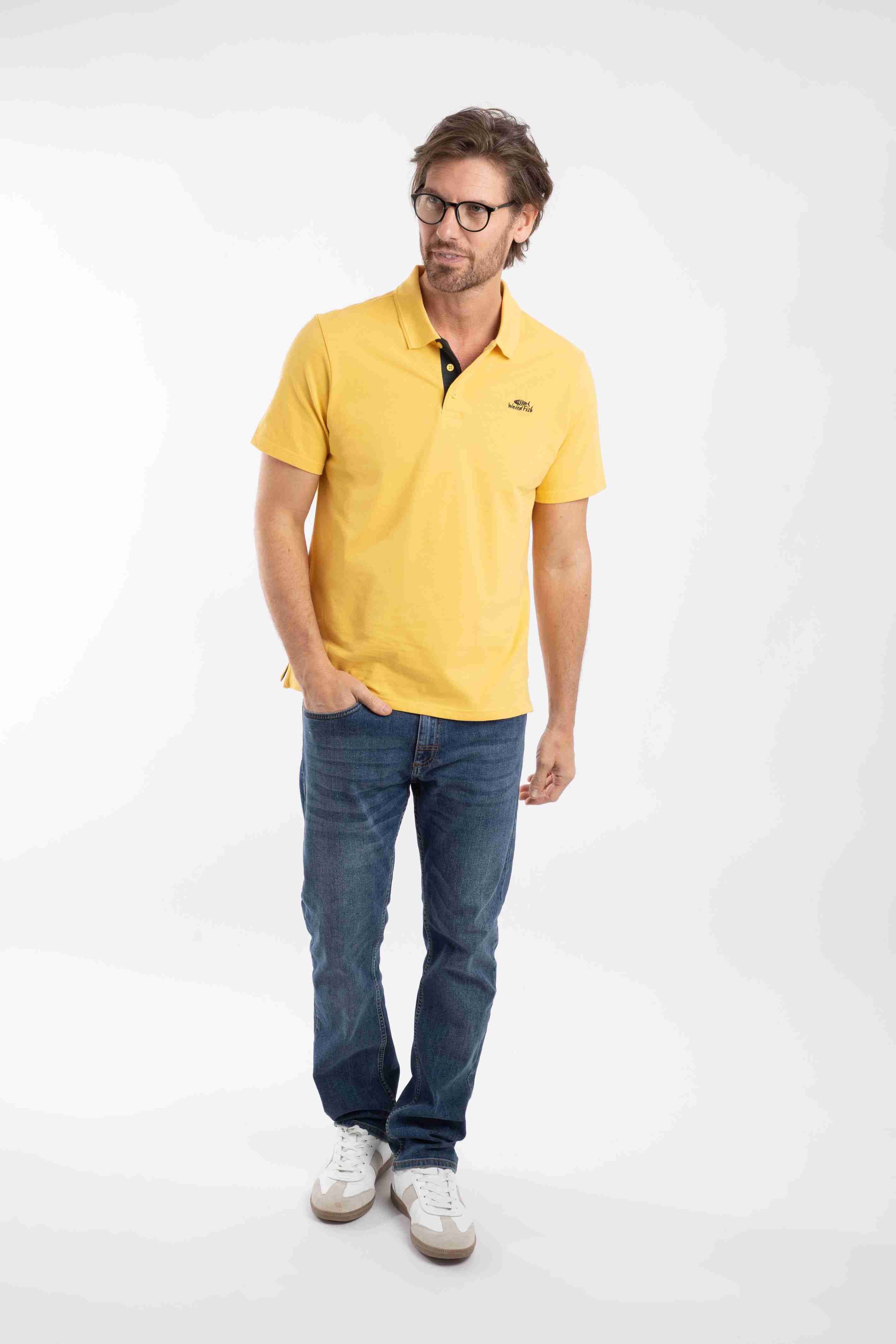 Miles Pique Polo Shirt Lemon
