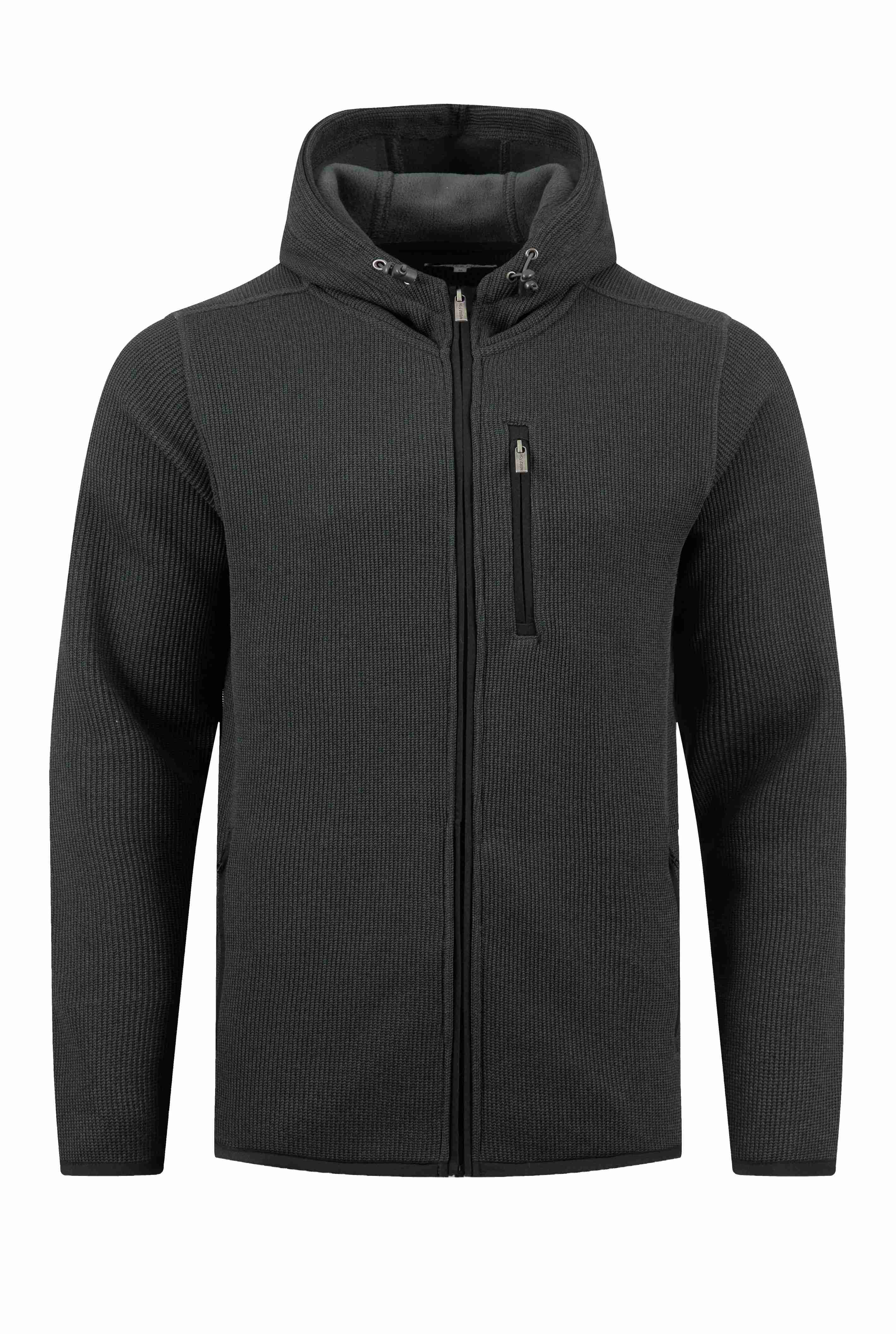 Lockie Full Zip Bonded Fleece Hoodie Washed Black