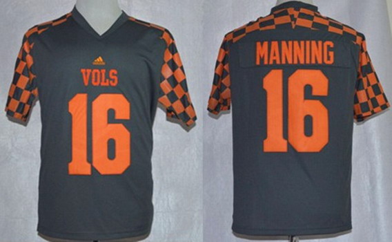 Men's None Gray 2014 moisture wicking Peyton Manning #16 match worn