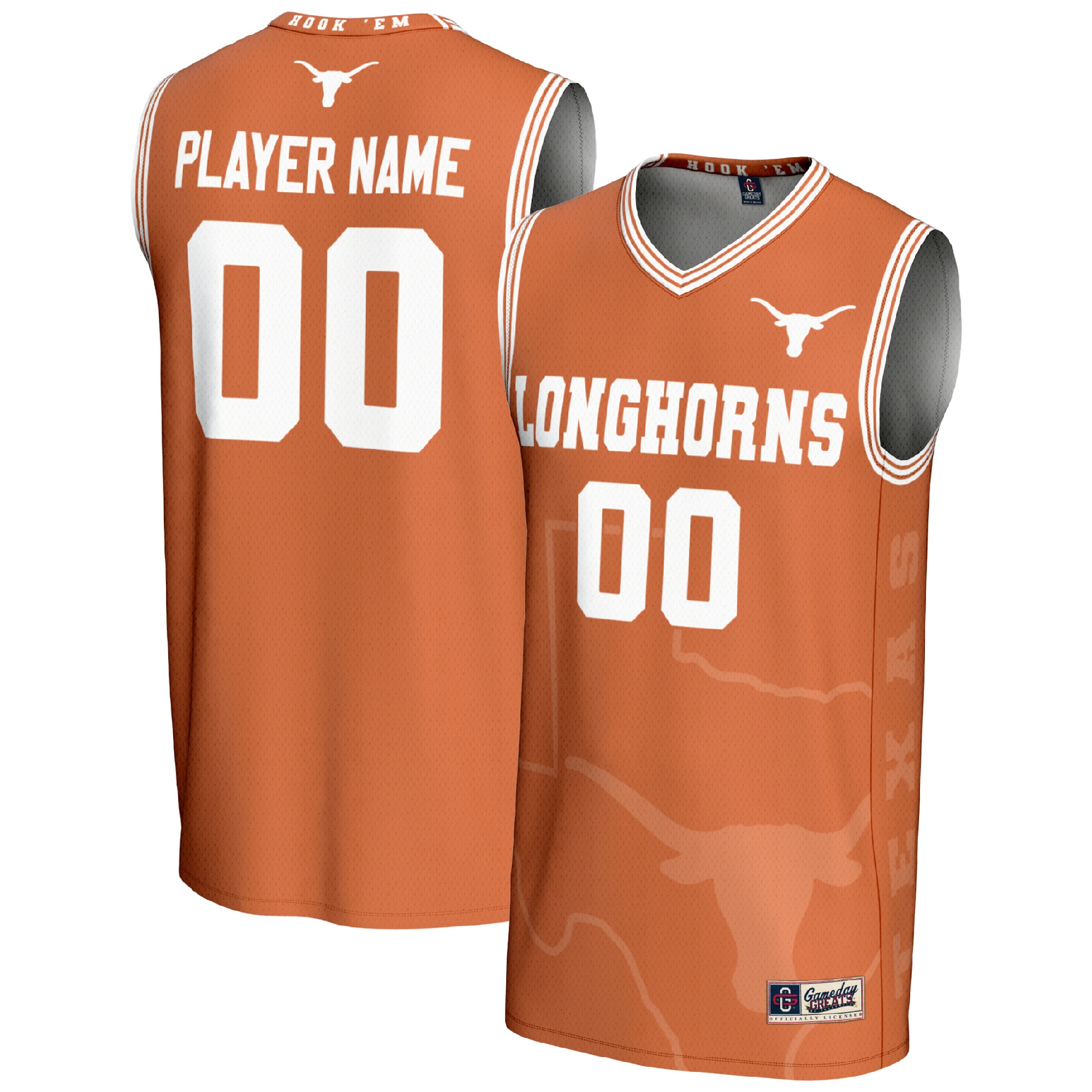 [NJP] Texas Longhorns GameDay Greats Youth NIL Pick-A-Player Women's Basketball Lightweight Icon Print Jersey - Texas Orange