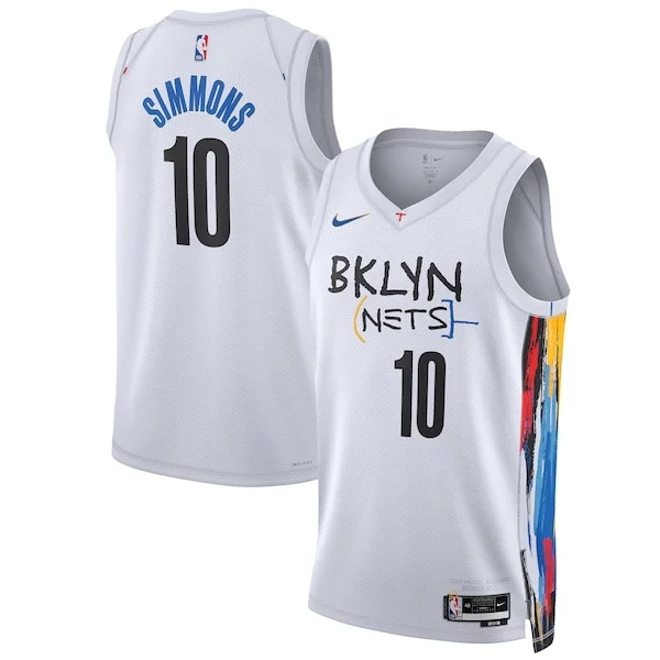 Ben Simmons BKN Swingman Jersey - premium modern - White athletic