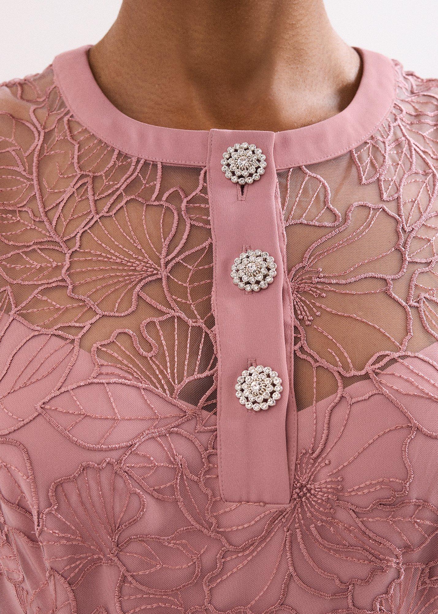 Petite Ivanna Pink Embroidered Jumpsuit