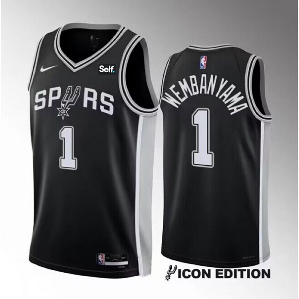 Performance Modern Men's Spurs #1 Victor Black Basketball Jersey