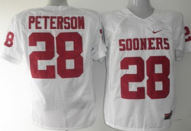 Men's Oklahoma OU White 2024 game jersey Adrian Peterson #28 durabl