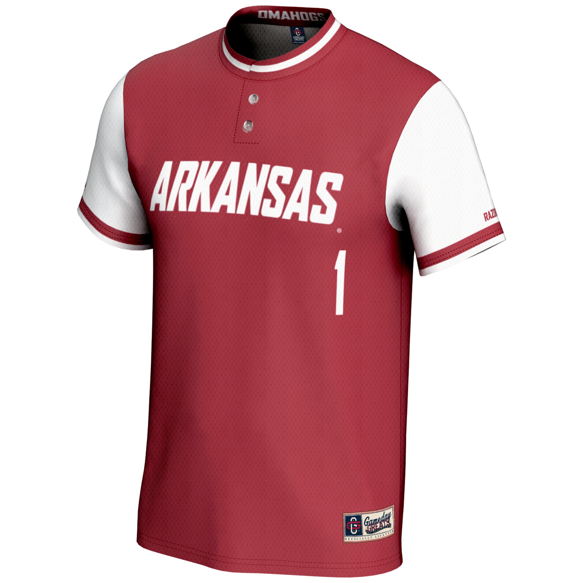 [DDG] Arkansas Razorbacks GameDay Greats Unisex Lightweight Softball Jersey - Cardinal