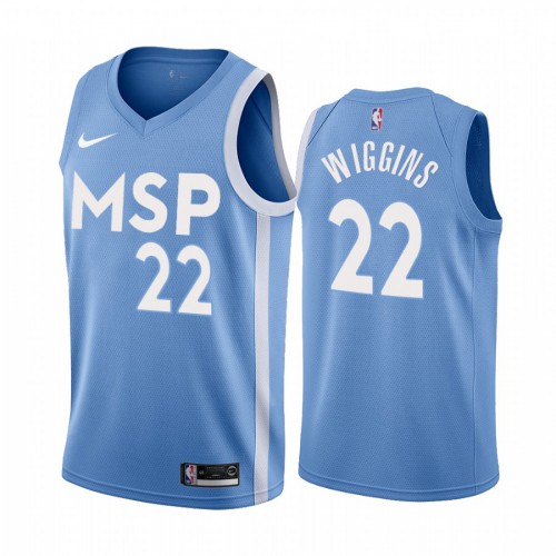 Nike Minnesota Timberwolves #22 Andrew Wiggins Mens Unveil 2019-20 City Edition Swingman NBA Jersey Blue Mens
