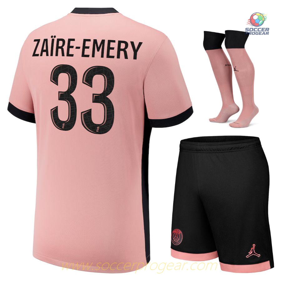 PSG Third 2024-25 Edition Zaire Emery Kids Edition Jersey Set Team Jersey