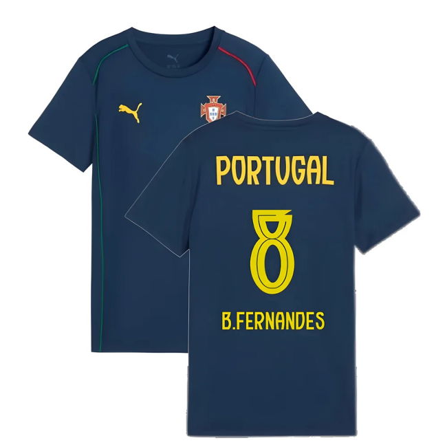 2025-2026 Portugal Casuals Tee (Persian Blue) - Kids (B.Fernandes 8)