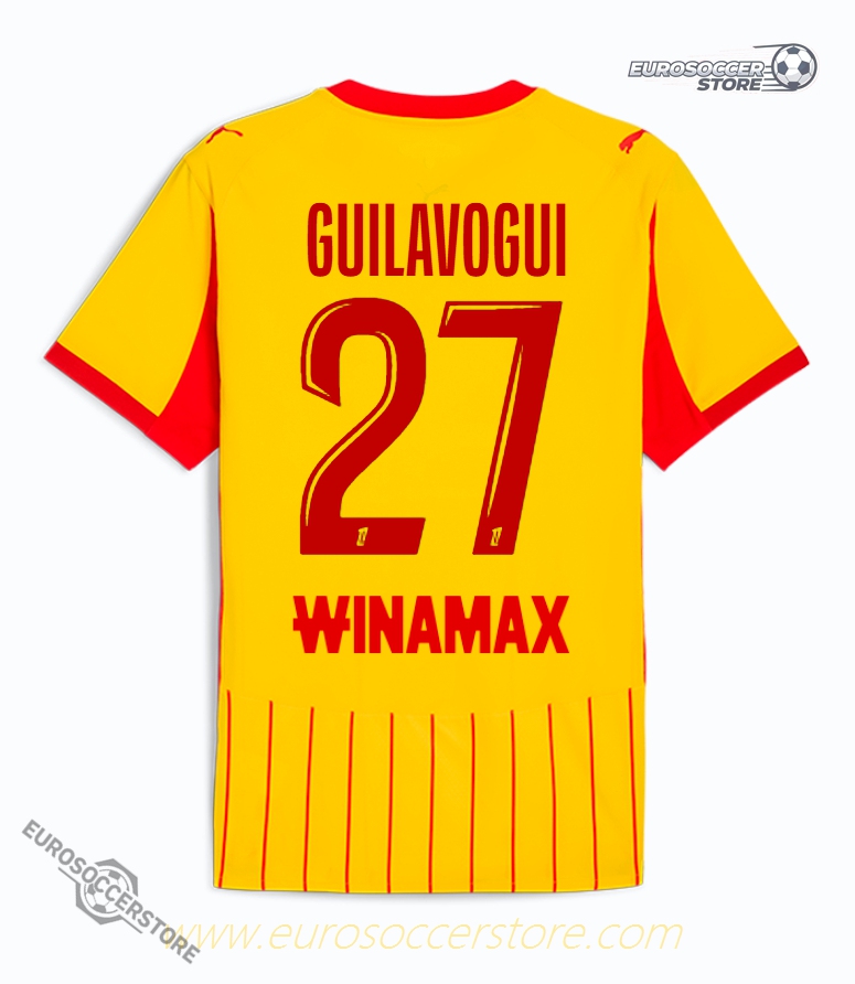 RC Lens 25-26 Season Home Jersey, Featuring GUILAVOGUI with Number 27