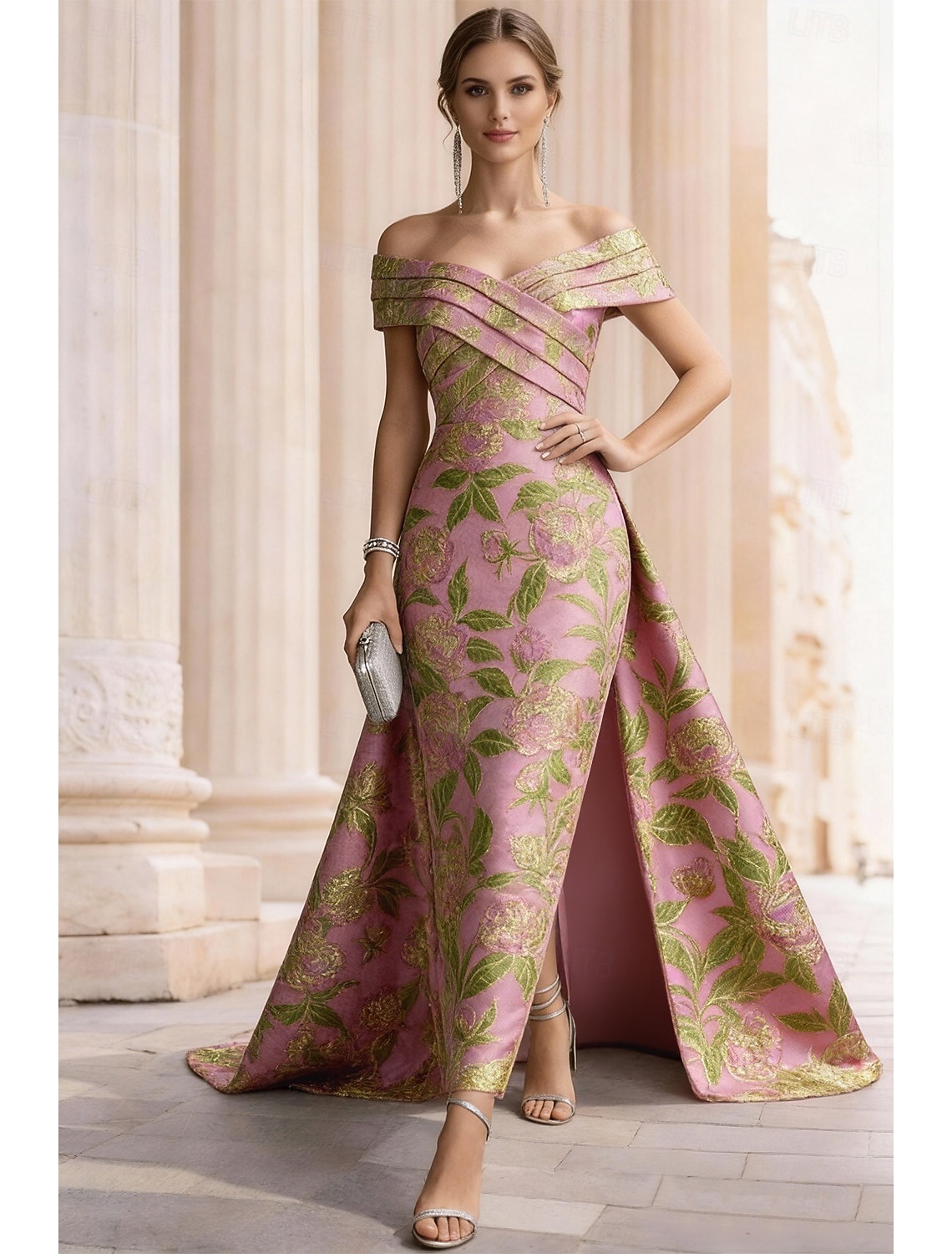 A-Line Tea Length Party Dress Cocktail Dress Wedding Guest Dress Evening Gown Elegant Vintage 3/4 Length Sleeve Shirt Collar Wedding Formal Jacquard with Pocket
