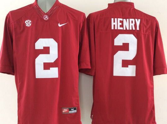 Men's Alabama Bama #2 Derrick Henry Red 2015 authentic replica Jersey