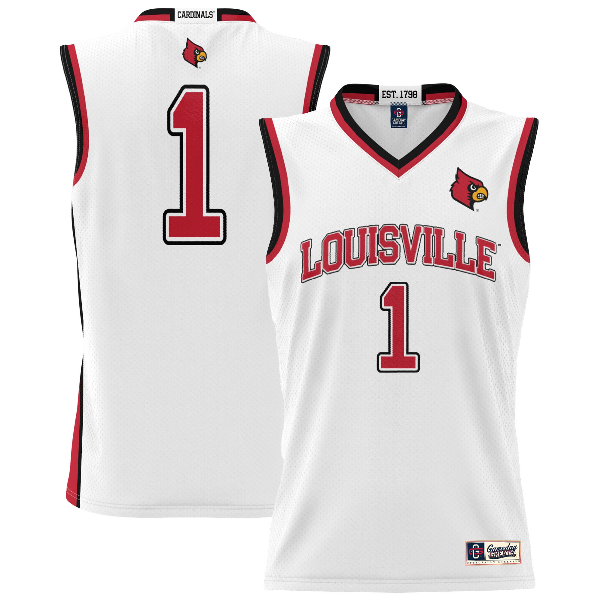 [DDG] Louisville Cardinals GameDay Greats Unisex Lightweight Basketball Jersey - White