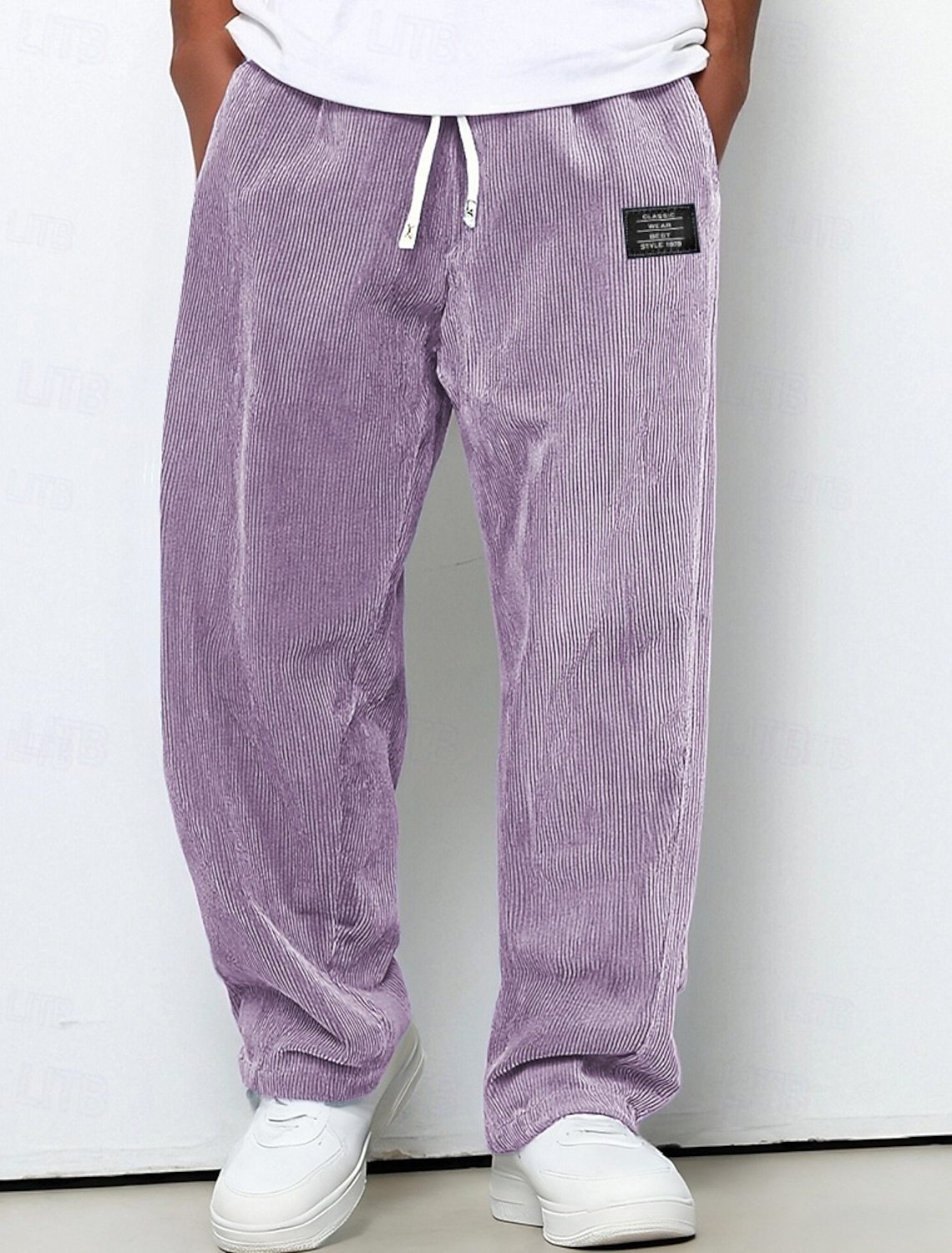 Men's Sweatpants Trousers Corduroy Pants Drawstring Pocket Elastic Waist Plain Comfort Daily Sports Outdoor Fashion Casual Blue Dark Brown Micro-elastic