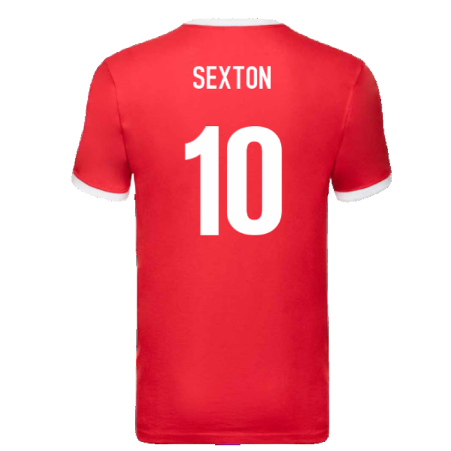 British and Irish Lions Ringer T-Shirt (Red) (Sexton 10)