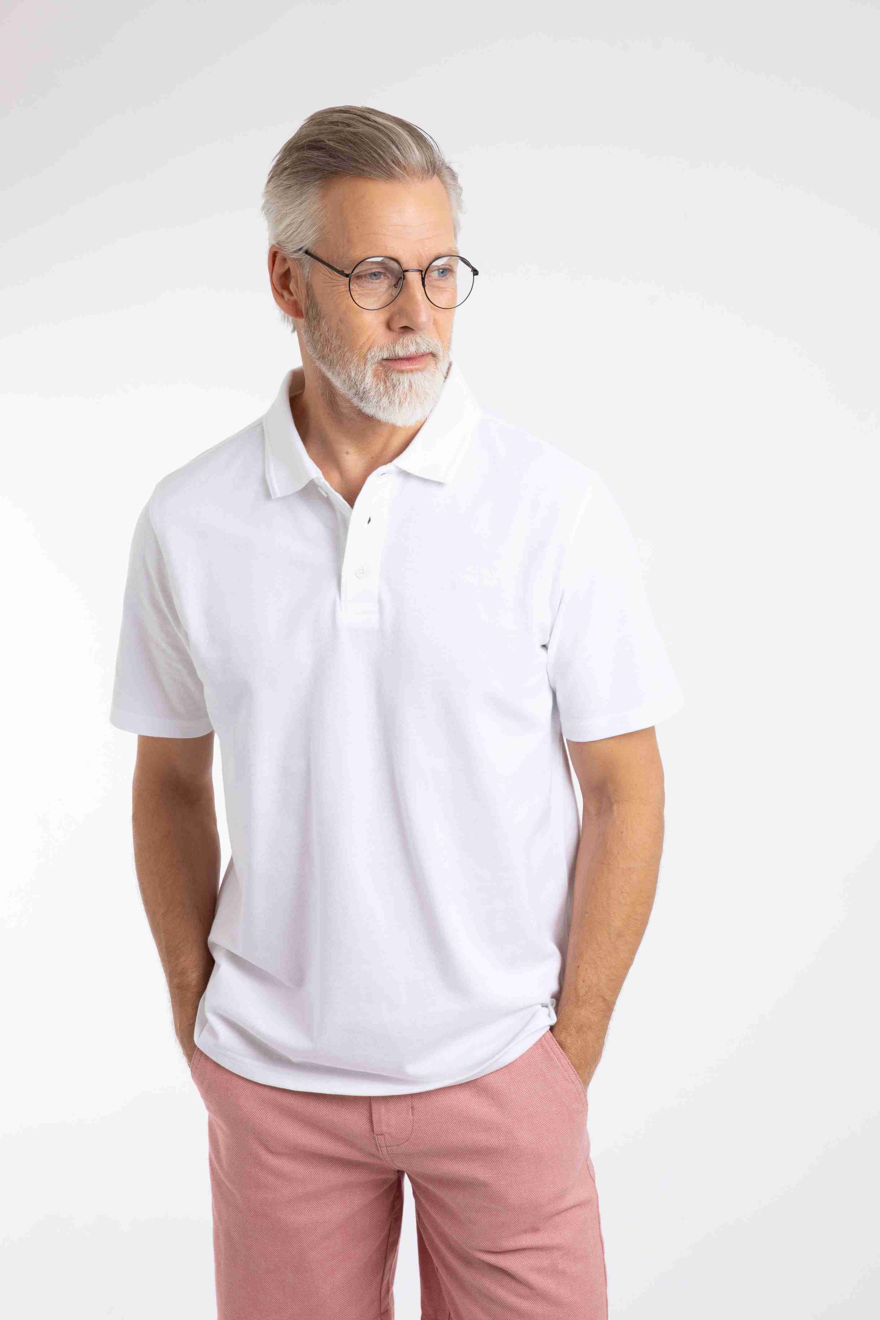 Giles Pique Polo Shirt White