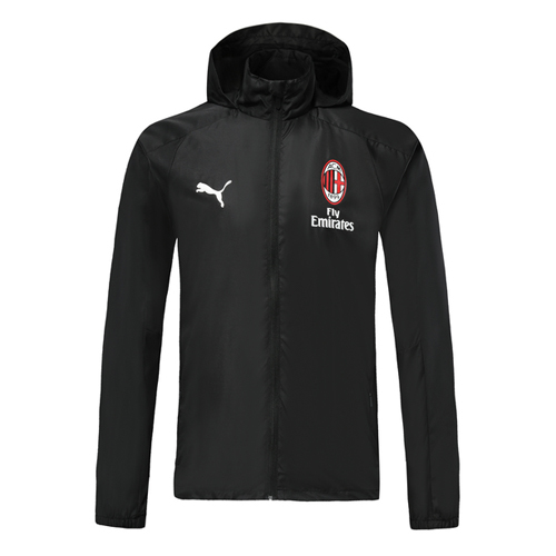 AC Milan 2019-20 Black Hoody Woven Windrunner - Official Replica 9020