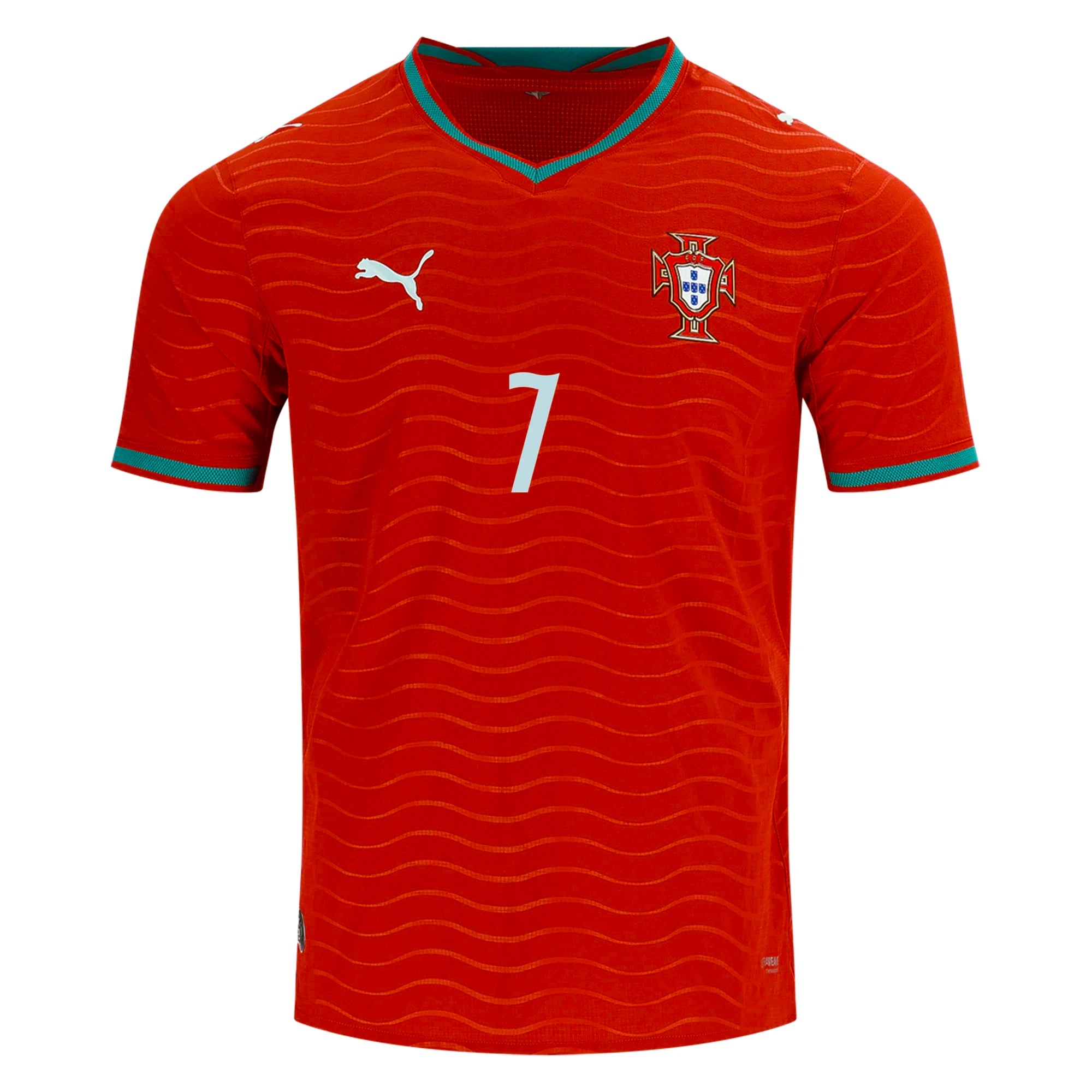 PUMA Men's Portugal Cristiano Ronaldo Authentic Player Version Home 2026 World Cup Jersey (Red/Green Lagoon)