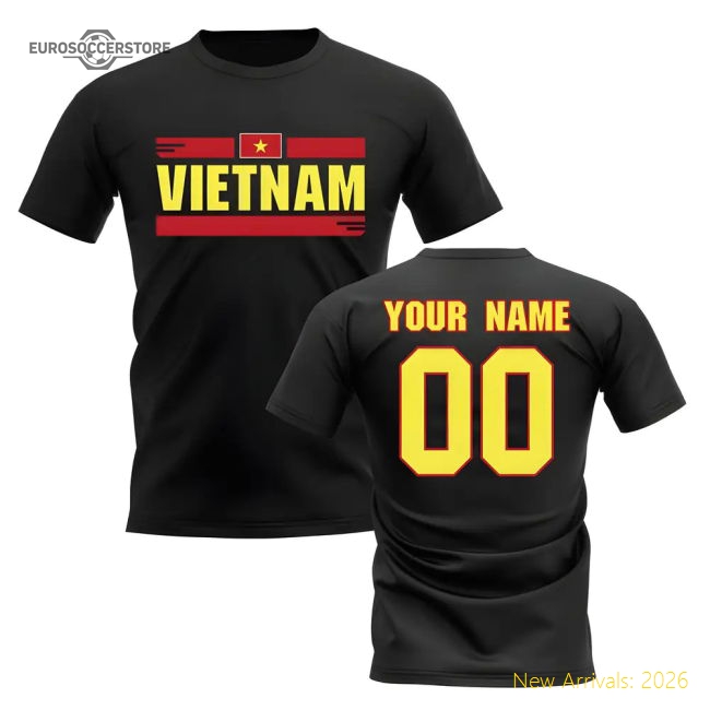 First-class Personalised Vietnam Fan Football T-shirt (black)
