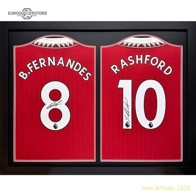 Premium Manchester United Fc Bruno Fernandes & Rashford Signed Shirts