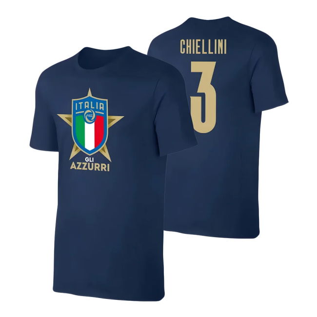 Italy Euro 2020 T-Shirt (Chiellini 3) Dark Blue Premium