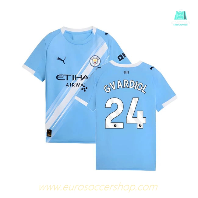 2025-2026 Man City Home Shirt (Kids) (Gvardiol 24)