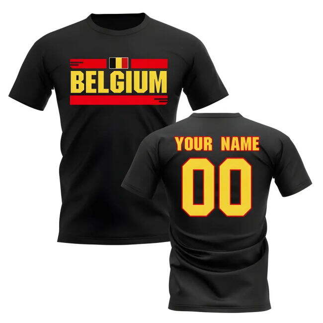 Personalised Belgium Fan Football T-Shirt (black)