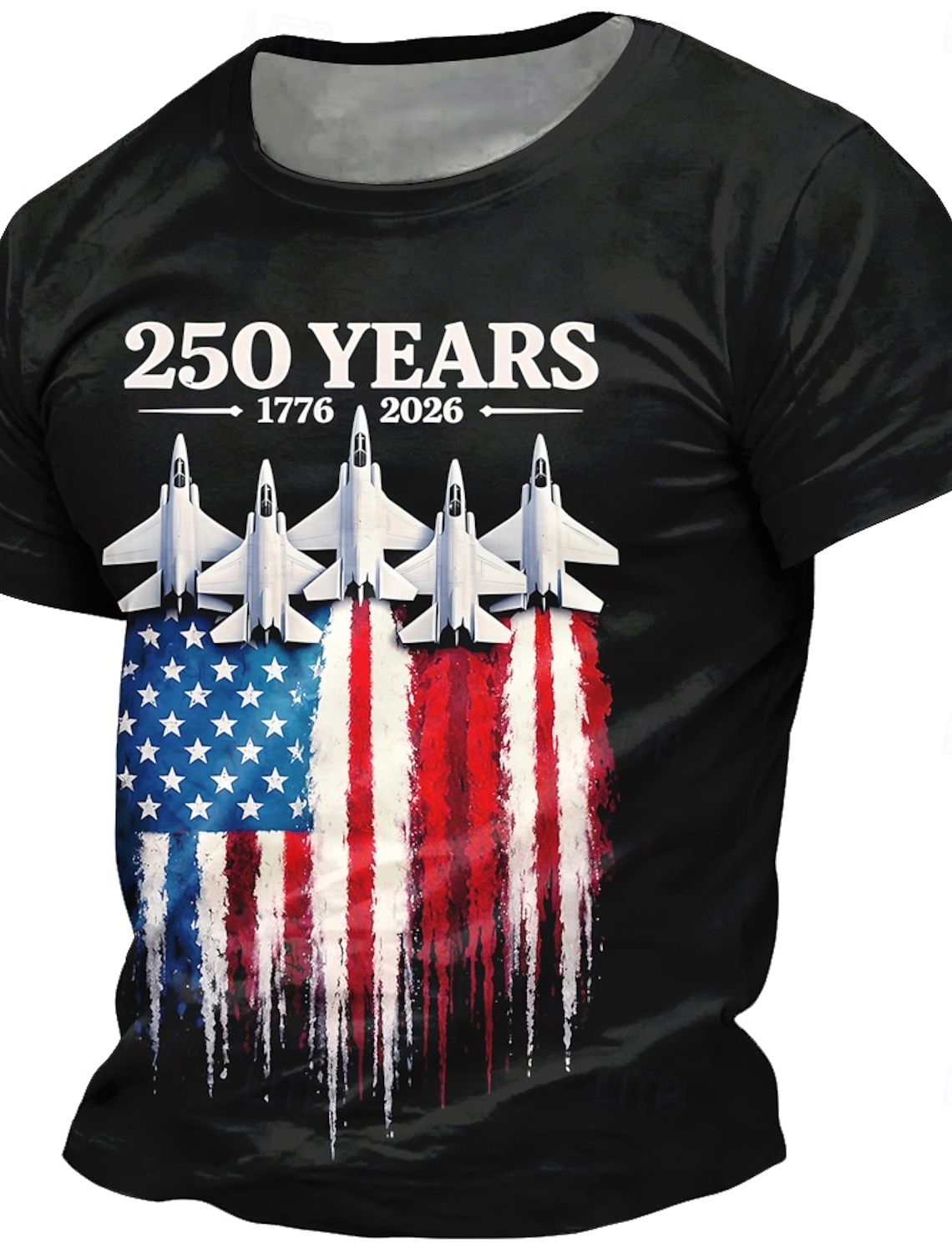 4th of July 2026 250th Men's US Flag 1776 T Shirt Short Sleeve T shirt 3D Print Crew Neck Shirt Patriotic Daily Festival Black 1 Black Summer Spring Clothing Apparel S M L XL XXL XXXL