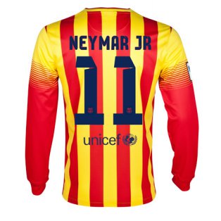 Authentic Barca 13-14 Barcelona 11 Neymar JR Away Long Sleeve Soccer