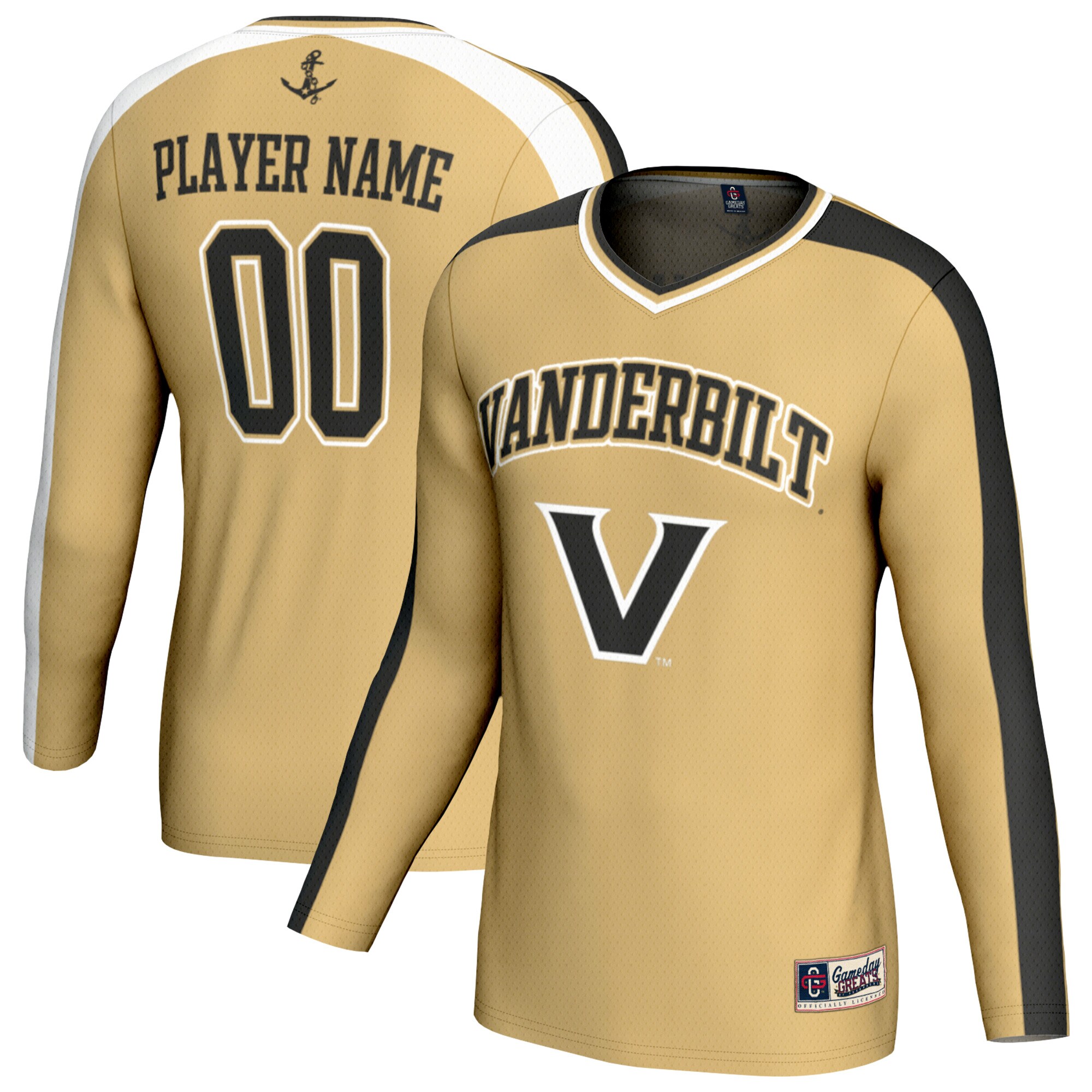 [NJP] Vanderbilt Commodores GameDay Greats Unisex NIL Pick-A-Player Lightweight Collegiate Volleyball Fashion Jersey - Gold