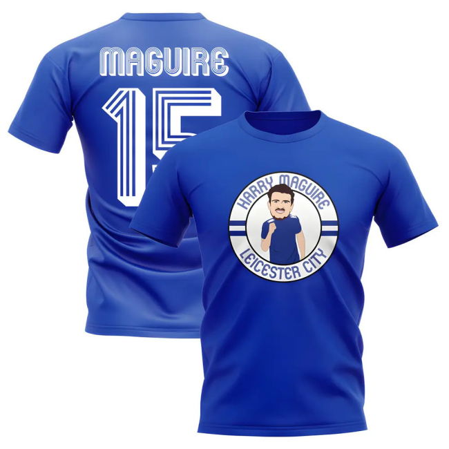 Harry Maguire Leicester Illustration T-Shirt - Blue (Men