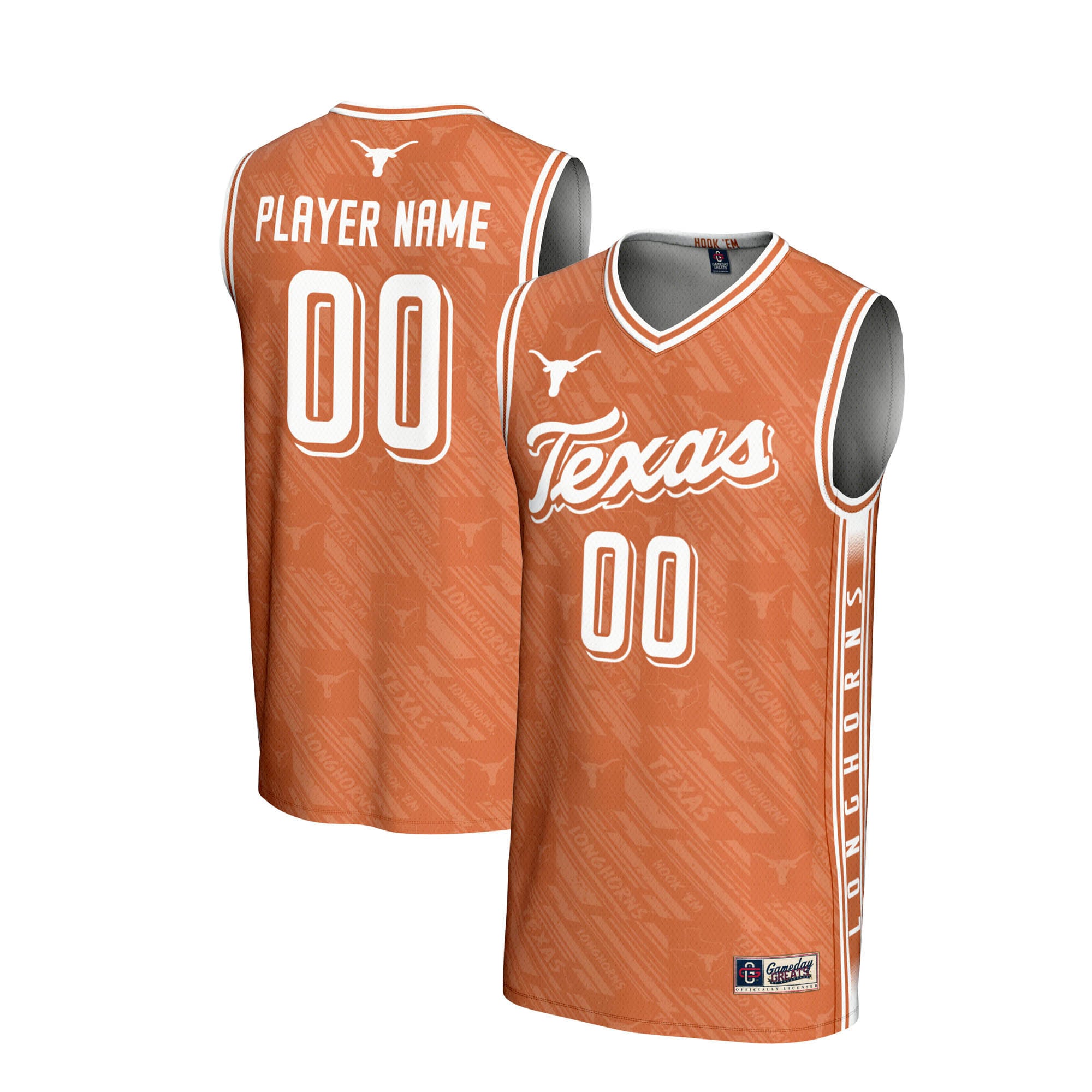 [NJP] Texas Longhorns GameDay Greats NIL Pick-A-Player Men's Basketball Highlight Print Lightweight Jersey - Texas Orange